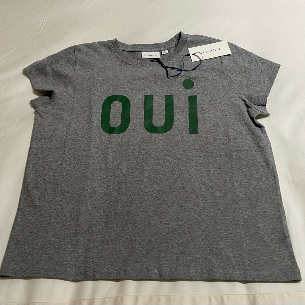 Clare V. Classic Tee Oui Grey Melange - Picture 2 of 15